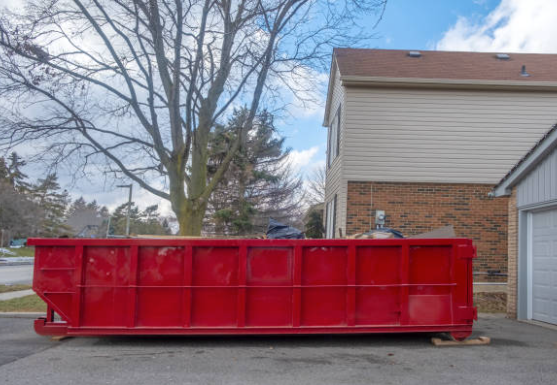 30 yard roll off dumpster rental in driveway of a home