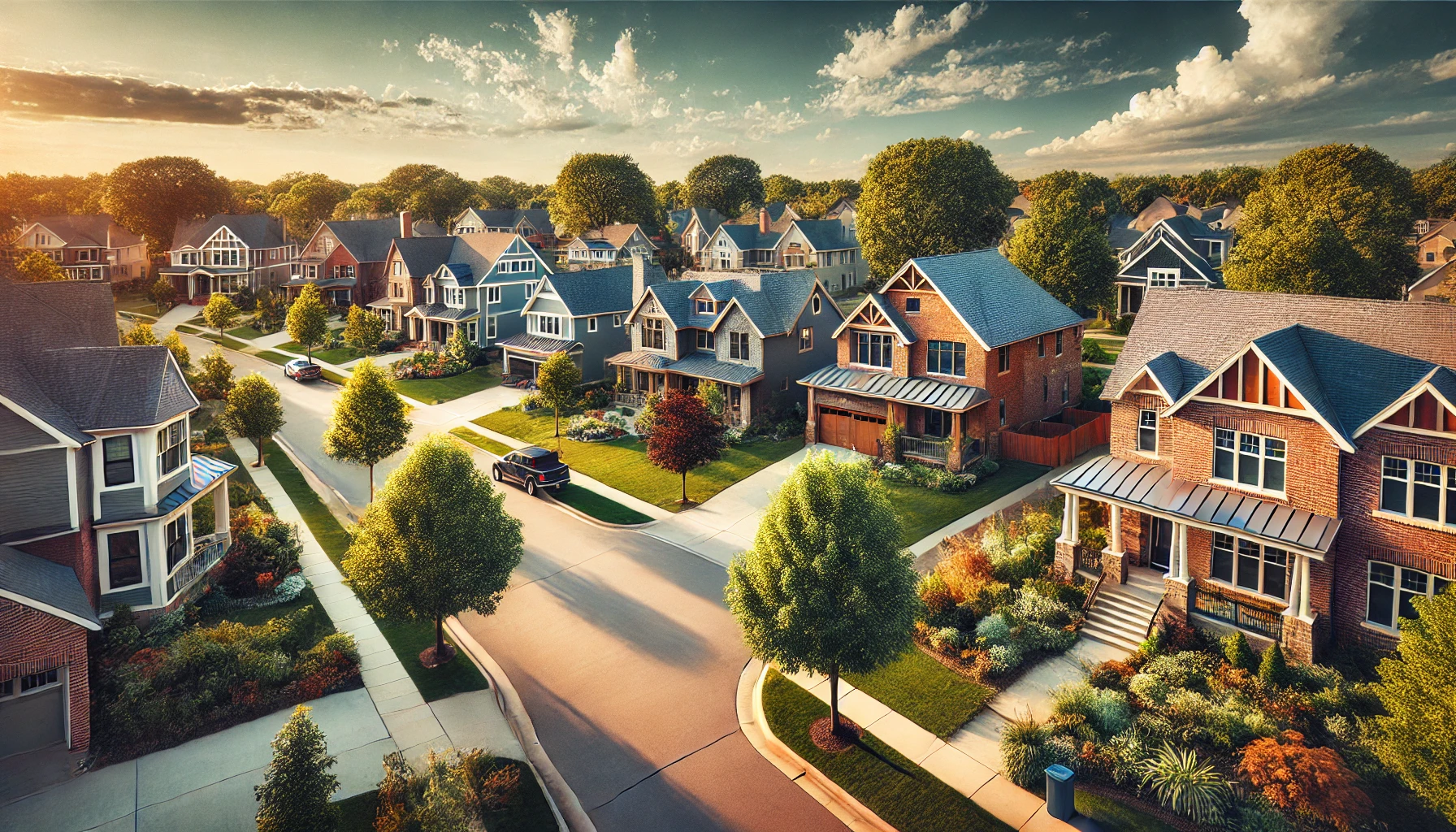 A-wide-angle-view-of-a-residential-neighborhood-in-Des-Moines-Iowa.-The-image-features-tree-lined-streets-with-beautiful-single-family-homes